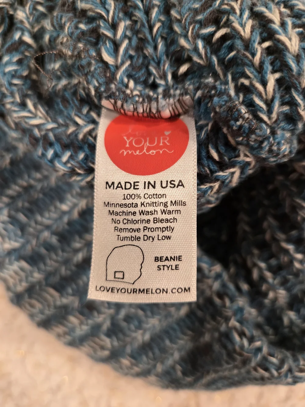 Love Your Melon Teal & White Marled Knit Beanie